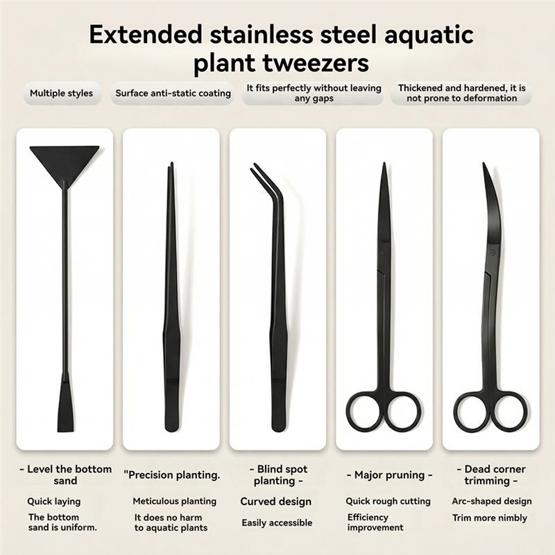 TFORU-Long Black Stainless Ste - огляд і ціна Aquarium Planted Sand